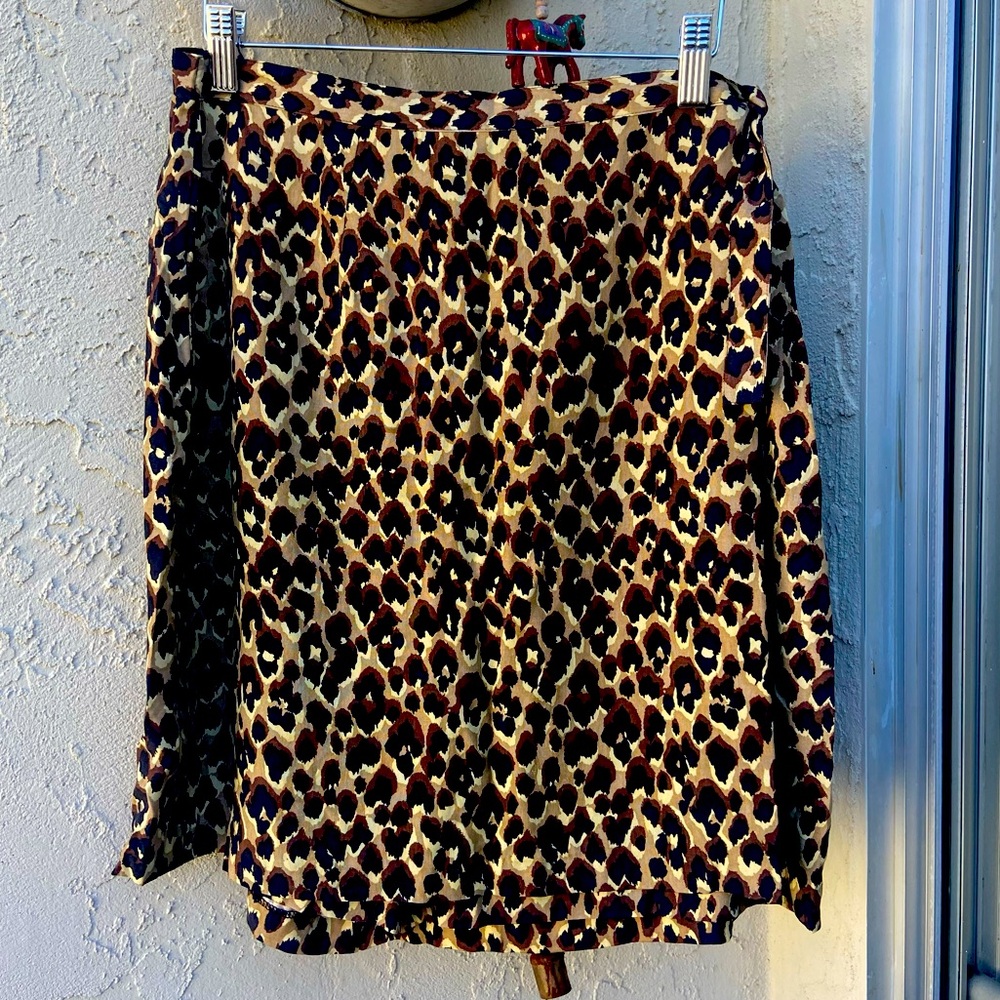 Vintage Halston Leopard Print Silk Wrap Skort